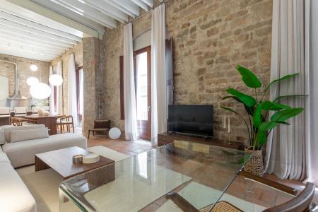Loft en alquiler temporal con habitación doble y espectacular salón en Gòtic